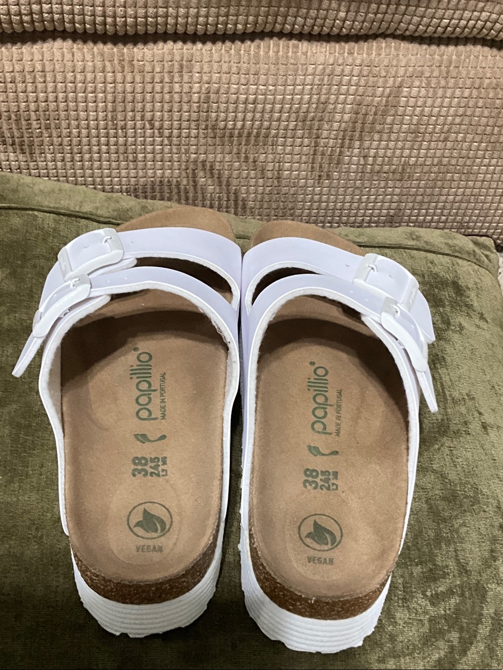 Papillio White Double-Buckle Platform Slide Sandals - Picture 12 of 12